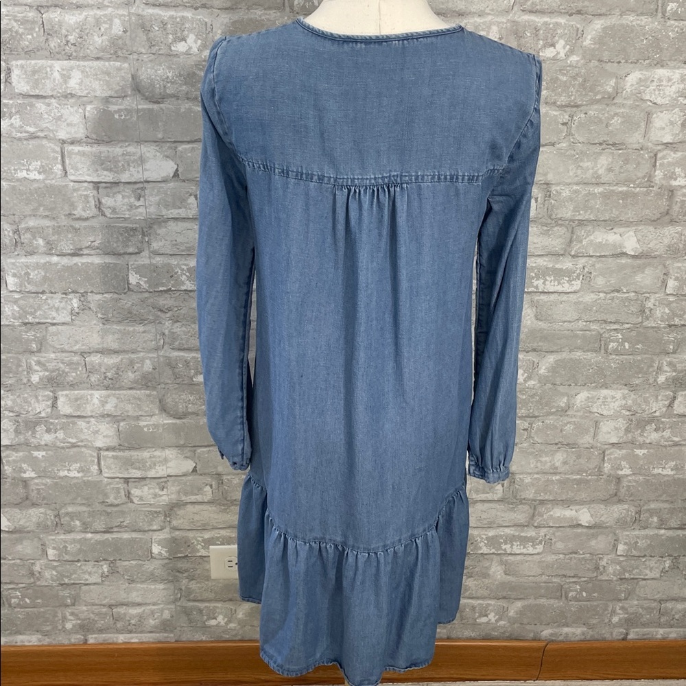 LOFT Light Blue Denim Ruffle Dress - Picture 4 of 6